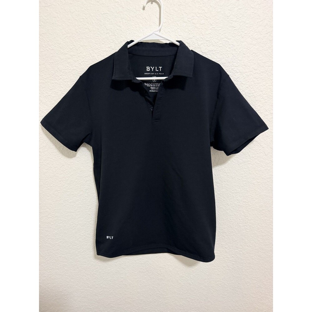 BYLT Shirt Mens Size Medium Black Drop Cut S/S Polo Lux Performance Stretch